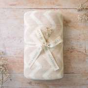 Organic Cotton Chevron Knit XL Blanket - Oat/Milk
