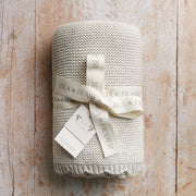 Organic Cotton Scallop Knit Baby Blanket - Grey