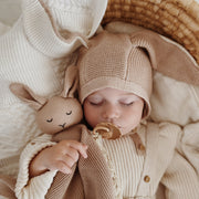 Organic Cotton Baby Bonnet - Rosewood/Cream